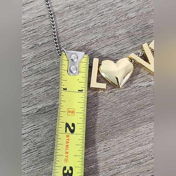 BCBGeneration Gold Tone LOVE Charm Silver Tone Chain Necklace - Picture 5 of 7